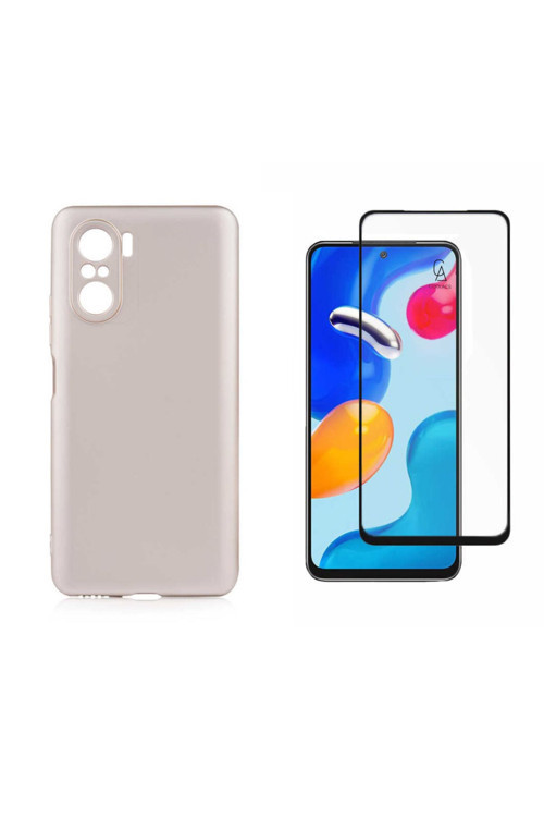 20068310 Xiaomi Redmi K40 İle Uyumlu Soft Yumuşak Telefon Kılıfı Ve 5D Tam Kaplayan Cam Ekran Koruyucu