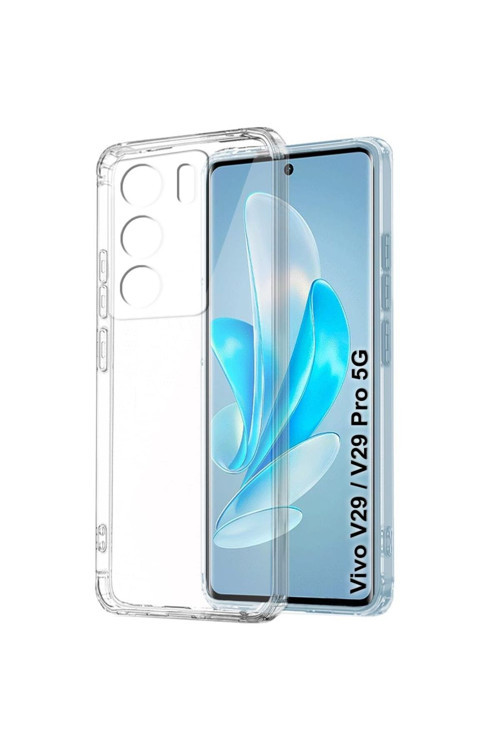 20068310 Vivo V29 İle Uyumlu Kılıf Şeffaf Kamera Korumalı Esnek Silikon Telefon Kılıfı Kapak