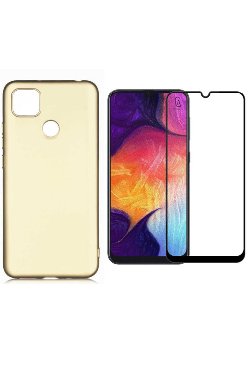 20068310 Xiaomi Redmi 9C İle Uyumlu Soft Yumuşak Telefon Kılıfı Ve 5D Tam Kaplayan Cam Ekran Koruyucu