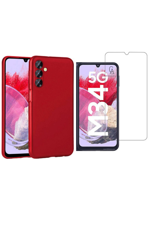 20068310 Galaxy M34 5G İle Uyumlu Kılıf Soft Yumuşak Telefon Kılıfı Ve Temperli Cam Ekran Koruyucu