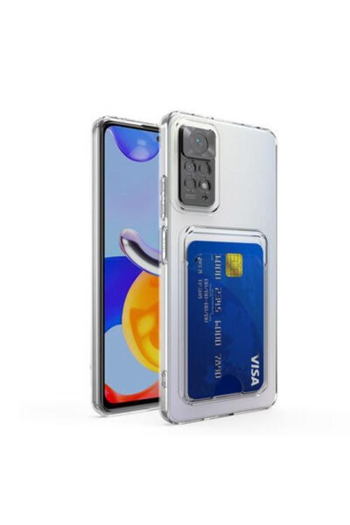 20068310 Xiaomi Redmi Note 11 Ile Uyumlu Kılıf Kartlıklı Kartvizitli Şeffaf Telefon Kılıfı Kapak