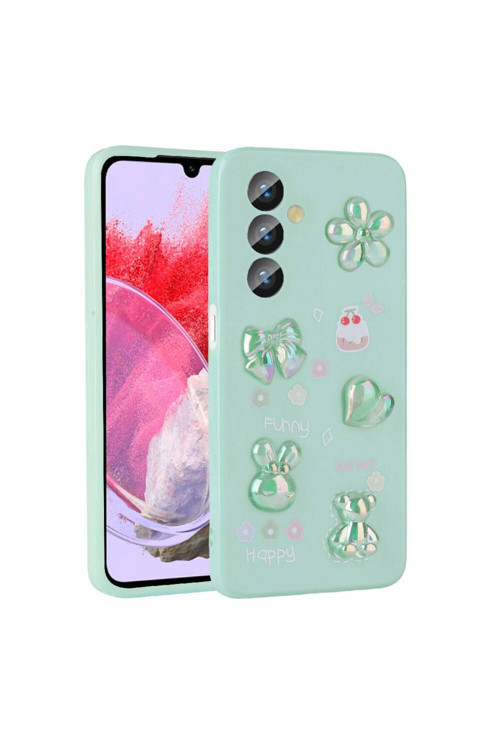20068310 Samsung Galaxy M34 5G Uyumlu Kılıf Renkli Kabartma Figürlü Parlak Telefon Kılıfı Kapak