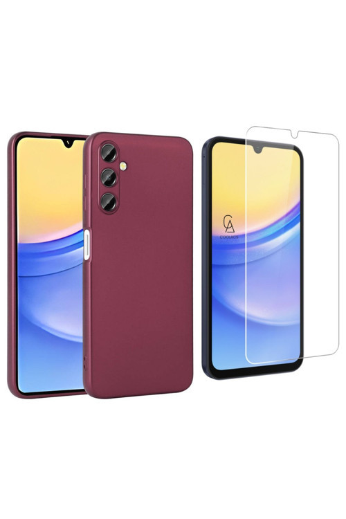 20068310 Samsung Galaxy A15 İle Uyumlu Kılıf Soft Yumuşak Telefon Kılıfı Ve Temperli Cam Ekran Koruyucu