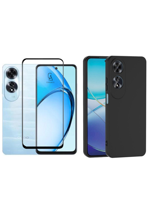 20068310 Oppo A60 İle Uyumlu Telefon Kılıfı Ve 5D Tam Kaplayan Cam Ekran Koruyucu