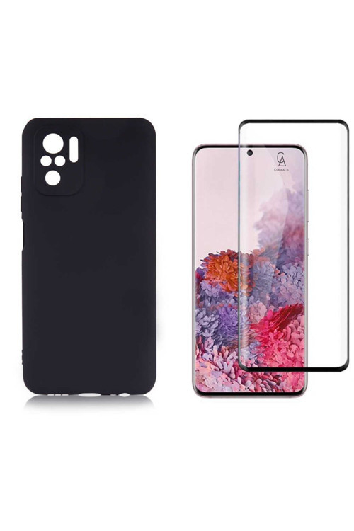 20068310 Xiaomi Redmi Note 10S İle Uyumlu Soft Yumuşak Telefon Kılıfı Ve 5D Tam Kaplayan Cam Ekran Koruyucu
