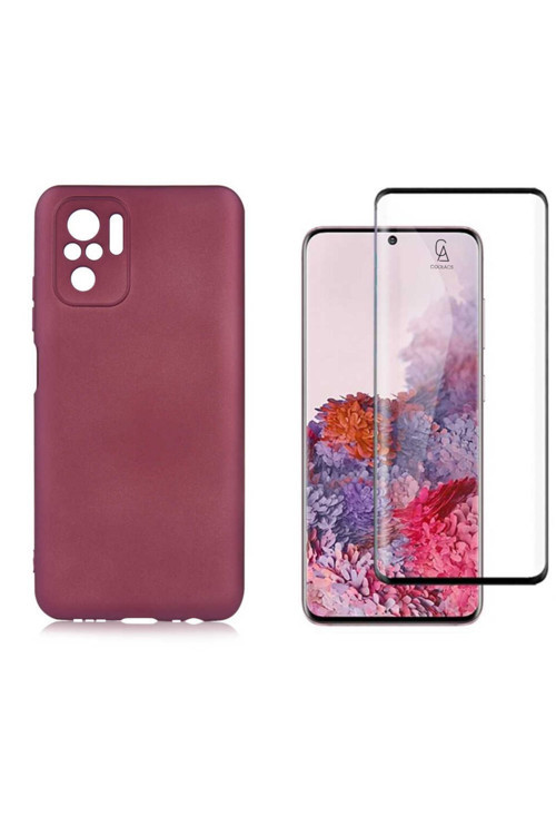 20068310 Xiaomi Redmi Note 10S İle Uyumlu Soft Yumuşak Telefon Kılıfı Ve 5D Tam Kaplayan Cam Ekran Koruyucu