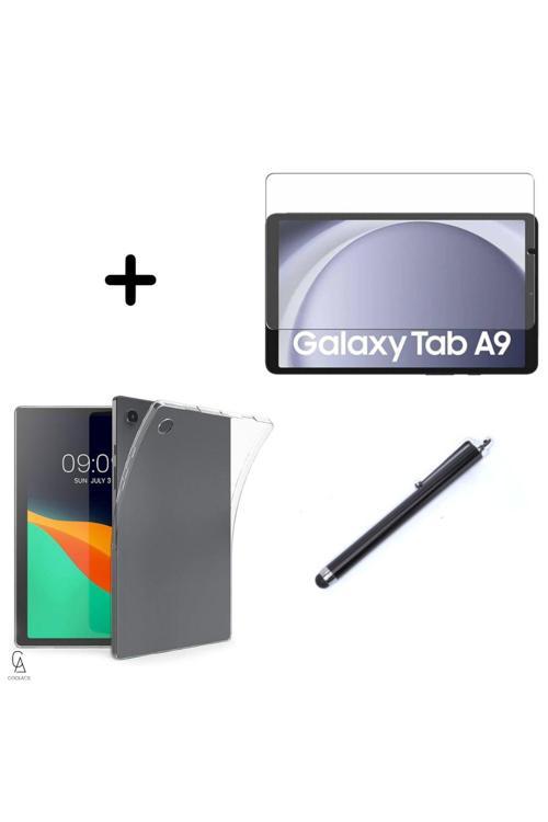 20068310 Samsung Galaxy Tab A9 Sm-X110 Uyumlu Şeffaf Silikon Tablet Kılıfı Ekran Koruyucu Ve Kalem Seti