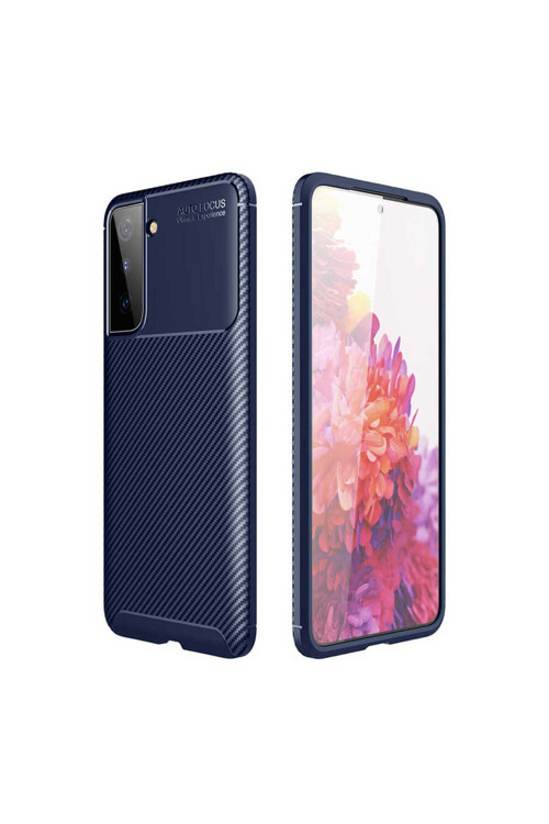 20068310 Samsung Galaxy S21 İle Uyumlu Kılıf Focus Karbon Tasarım Telefon Kılıfı Kapak