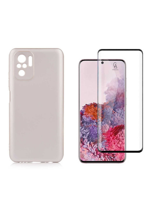 20068310 Xiaomi Redmi Note 10S İle Uyumlu Soft Yumuşak Telefon Kılıfı Ve 5D Tam Kaplayan Cam Ekran Koruyucu