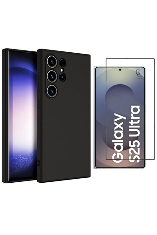 20068310 Samsung Galaxy S25 Ultra Uyumlu Kılıf Esnek Silikon Telefon Kılıfı Ve Temperli Cam Ekran Koruyucu