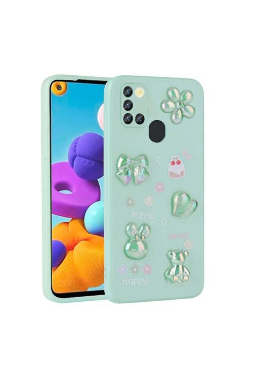 20068310 Samsung Galaxy A21S Uyumlu Kılıf Renkli Kabartma Figürlü Parlak Telefon Kılıfı Kapak