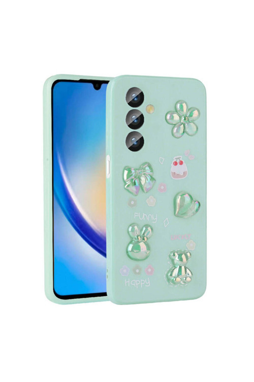20068310 Samsung Galaxy A24 Uyumlu Kılıf Renkli Kabartma Figürlü Parlak Telefon Kılıfı Kapak