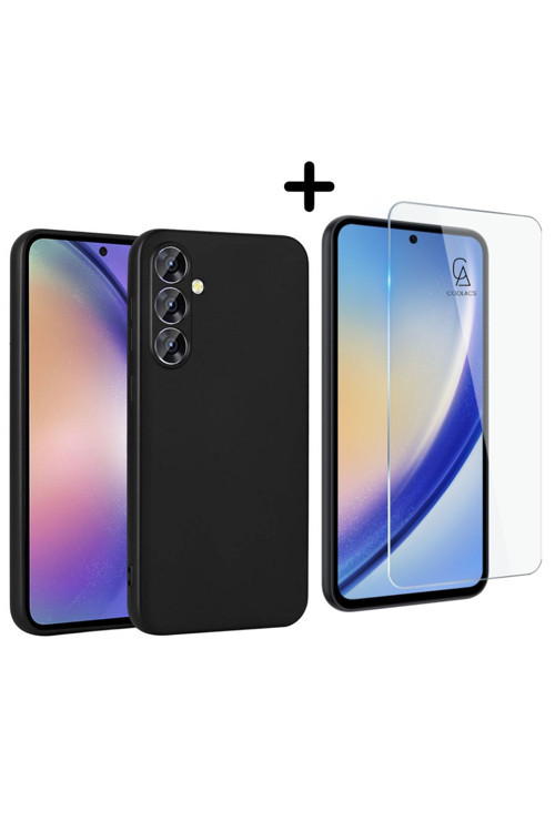 20068310 Samsung Galaxy A55 5G Uyumlu Kılıf Esnek Silikon Telefon Kılıfı Ve Temperli Cam Ekran Koruyucu