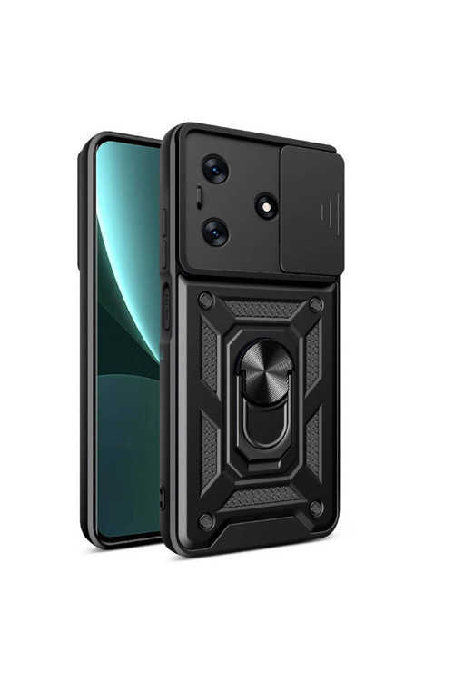 20068310 Tecno Spark 10C İle Uyumlu Kılıf Magnetik Standlı Kamera Korumalı Sürgülü Kapak