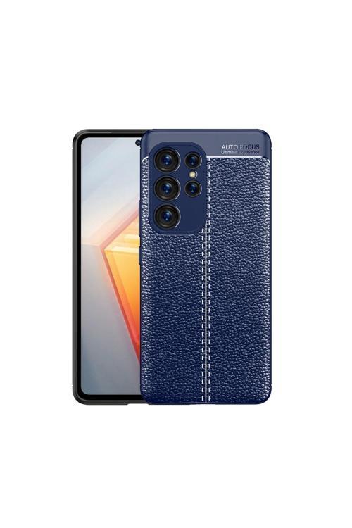 20068310 Samsung Galaxy S23 Ultra İle Uyumlu Kılıf Deri Görünümlü Silikon Telefon Kılıfı Kapak