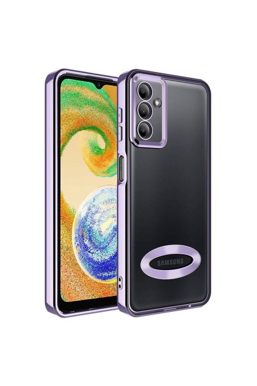 20068310 Samsung Galaxy A34 5G Uyumlu Kılıf Şeffaf Logo Gösteren Parlak Renkli Kenar Telefon Kılıfı Kapak