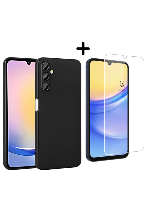 20068310 Samsung Galaxy A25 Uyumlu Kılıf Esnek Silikon Telefon Kılıfı Ve Temperli Cam Ekran Koruyucu
