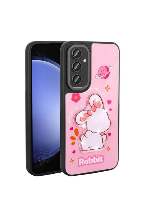 20068310 Samsung Galaxy A34 İle Uyumlu Kılıf Parlayan Kabartmalı İkonik Figürlü Silikon Kapak