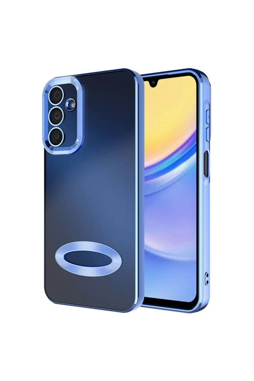20068310 Galaxy A25 Uyumlu Kılıf Şeffaf Logo Gösteren Parlak Renkli Kenar Telefon Kılıfı Kapak