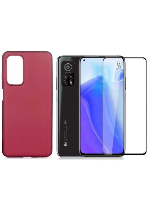 20068310 Xiaomi Mi 10T 5G İle Uyumlu Soft Yumuşak Telefon Kılıfı Ve 5D Tam Kaplayan Cam Ekran Koruyucu