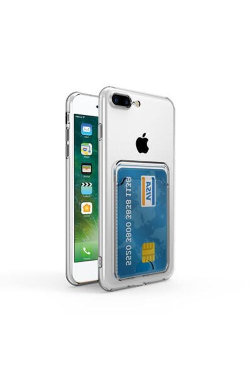 20068310 Apple Iphone 8 Ile Uyumlu Kılıf Kartlıklı Kartvizitli Şeffaf Telefon Kılıfı Kapak