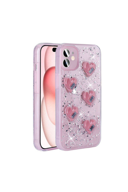 20068310 Apple İphone 14 İle Uyumlu Airbagli Simli Arka Yüzeyli Kapak