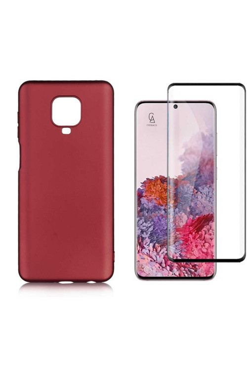 20068310 Xiaomi Redmi Note 9 Pro İle Uyumlu Soft Yumuşak Telefon Kılıfı Ve 5D Tam Kaplayan Cam Ekran Koruyucu