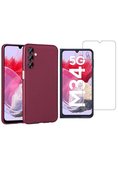 20068310 Samsung Galaxy M34 5G İle Uyumlu Kılıf Soft Yumuşak Telefon Kılıfı Ve Temperli Cam Ekran Koruyucu