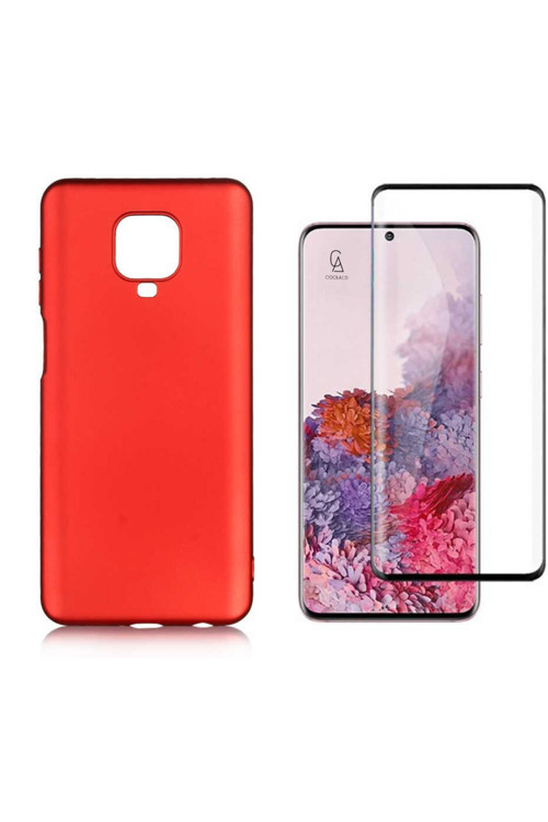 20068310 Xiaomi Redmi Note 9 Pro İle Uyumlu Soft Yumuşak Telefon Kılıfı Ve 5D Tam Kaplayan Cam Ekran Koruyucu