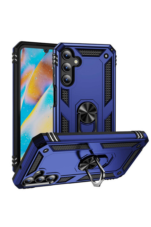 20068310 Samsung Galaxy A15 İle Uyumlu Kılıf Tam Koruma Yüzüklü Standlı Tank Gövdeli Telefon Kılıfı Kapak