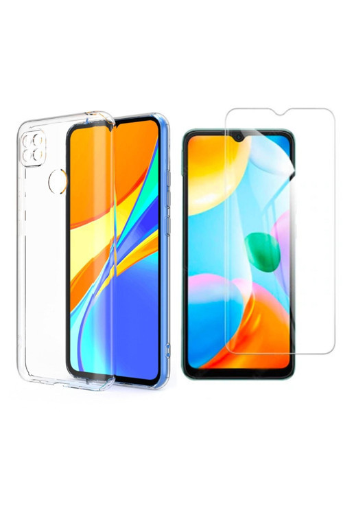 20068310 Xiaomi Redmi 10A Uyumlu Kılıf Esnek Silikon Telefon Kılıfı Ve Temperli Cam Ekran Koruyucu