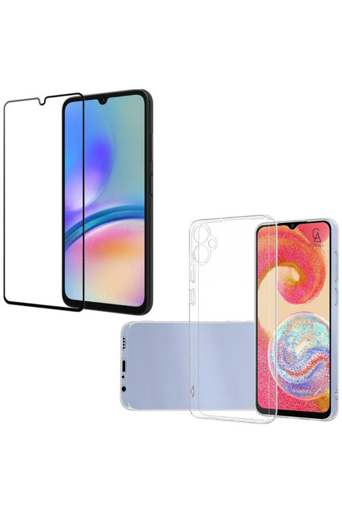 20068310 Samsung Galaxy A05 İle Uyumlu Telefon Kılıfı Ve 5D Tam Kaplayan Cam Ekran Koruyucu