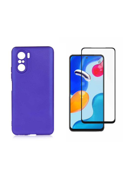 20068310 Xiaomi Poco F3 İle Uyumlu Soft Yumuşak Telefon Kılıfı Ve 5D Tam Kaplayan Cam Ekran Koruyucu