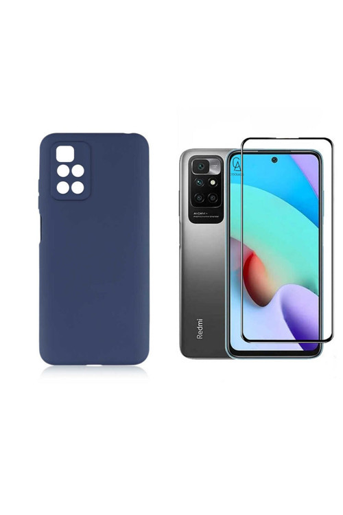 20068310 Xiaomi Redmi 10 İle Uyumlu Soft Yumuşak Telefon Kılıfı Ve 5D Tam Kaplayan Cam Ekran Koruyucu