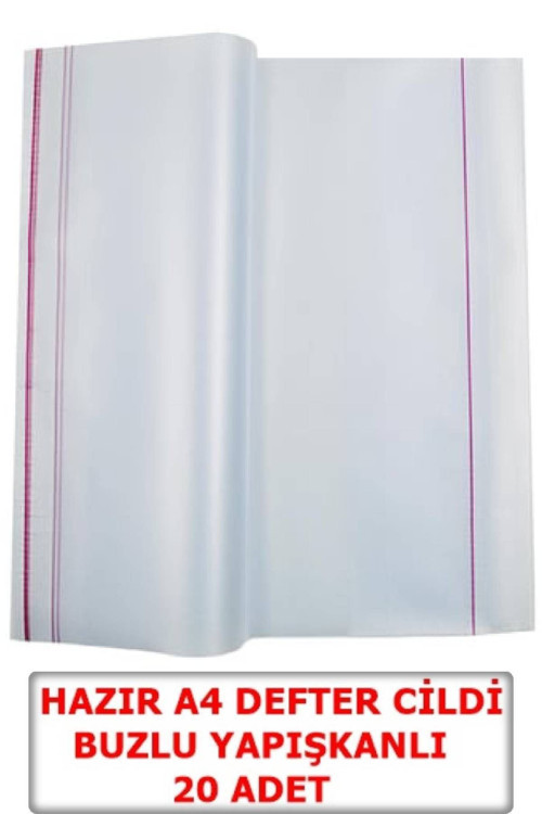 Hazır Yapışkanlı A4 Defter Kabı Buzlu Şeffaf 20 Li