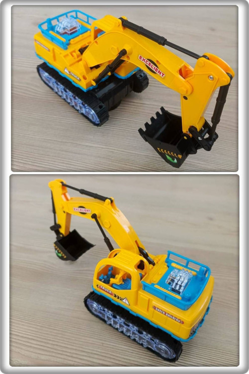 Hareketli Pilli Işıklı Sesli Çarp Dön Kepçe Excavator 30X15X8 Cm.1 Adet