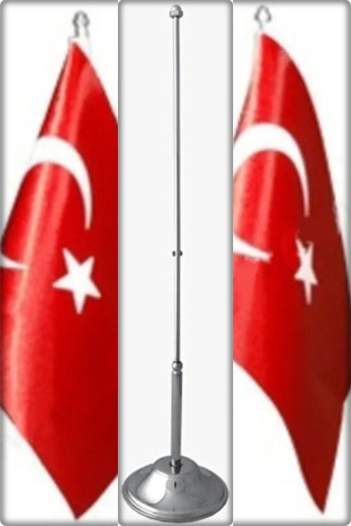Masa Üstü Bayrak Direği Tekli Krom -1 Adet Direk 2,5X32,5 Cm