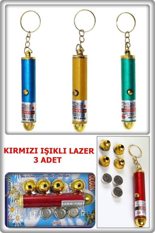Kedi-Köpek Lazeri (Yer Işaretleme) 3 Adet (Bir Lazer 3 Pil Ve 4 Başlık Içerir)