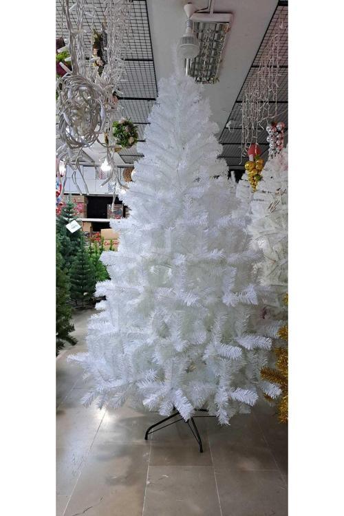 Beyaz 210 Cm 900 Dal Özel Yapım Yılbaşı Ağacı Gerçek Görsel