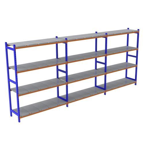 4 Katlı 3'lü Depo Rafı - 150-300 Kg Taşıma Kapasiteli Hafif Rack Raf