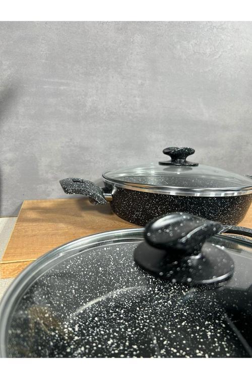 3 Lü Omlet Set Cam Kapak 20-22-24 Cm