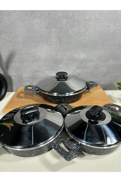 3 Lü Omlet Set Çelik Kapak 20-22-24 Cm