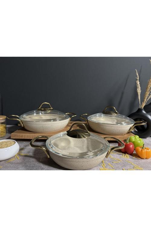 6 Parça Yanmaz Yapışmaz Granit Omlet Seti