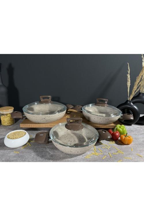 6 Parça Yanmaz Yapışmaz Granit Omlet Seti