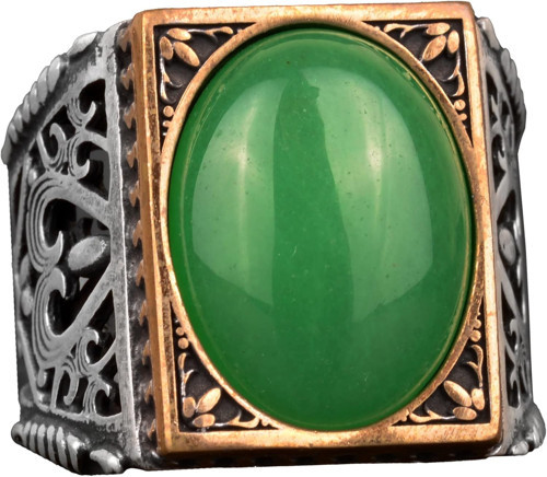Gerçek Doğal Taş Yüzük, 925 Ayar Gümüş Yüzük (Jade)