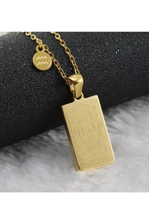 925 Ayar Gümüş Kova Burcu Tarot Kolye