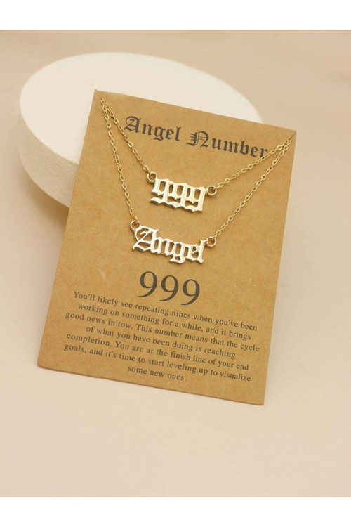 Has Altın Kaplama Çift Zincir Melek Sayısı 999 Angel 925K Kolye