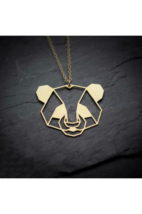 Has Altın Kaplama Origami Panda 925K Kolye