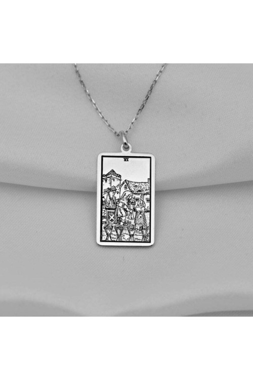 925 Ayar Gümüş Six Of Cups Tarot Kolye