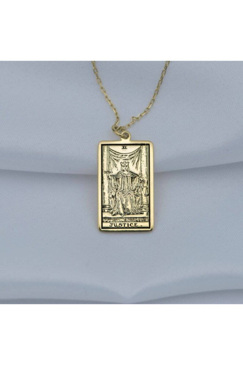 925 Ayar Gümüş Tarot The Justice Adalet Kolye